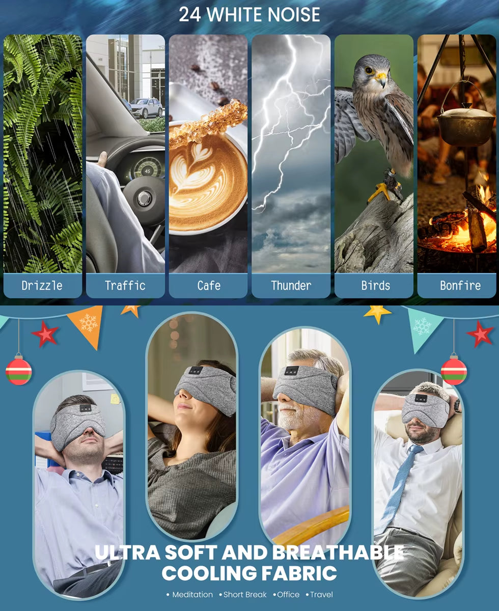 5.2 Bluetooth Headset Sleep Mask 24 White Noise Shading Light Ice Feeling Ultra-Thin Lining Sleep Mask Noise Reduction