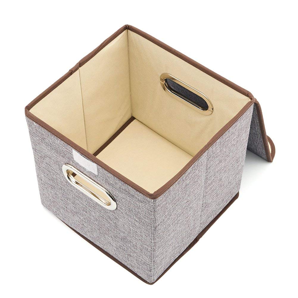 Foldable Storage Cube Box with Lid | Square Fabric Storage Organizer for Toys, Books, Shoes &amp; Home Essentials (25 × 25 × 25 cm)