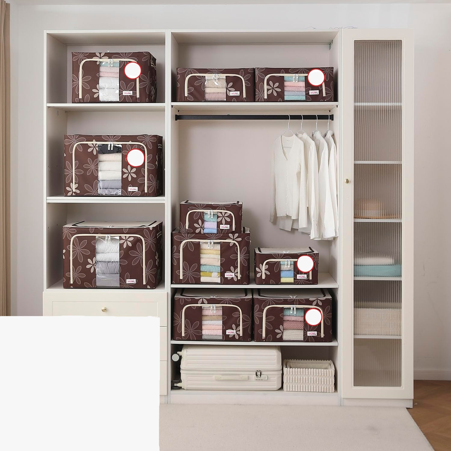 Foldable Living Storage Box for Clothes & Sarees | Oxford Fabric Wardrobe Organizer with Metal Frame & Zipper | 24L / 66L