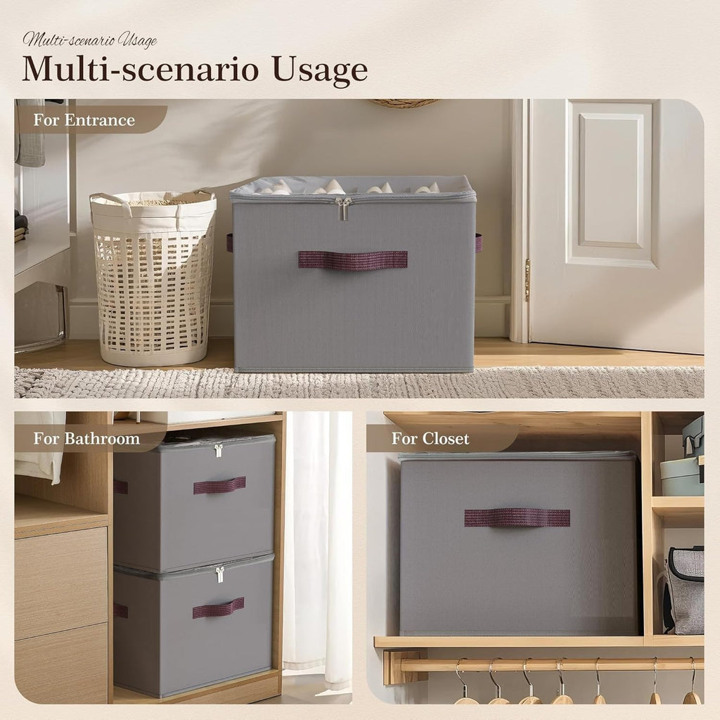 Foldable Shoe Organizer Box for Wardrobe & Closet – 12 Pair Capacity (Grey)