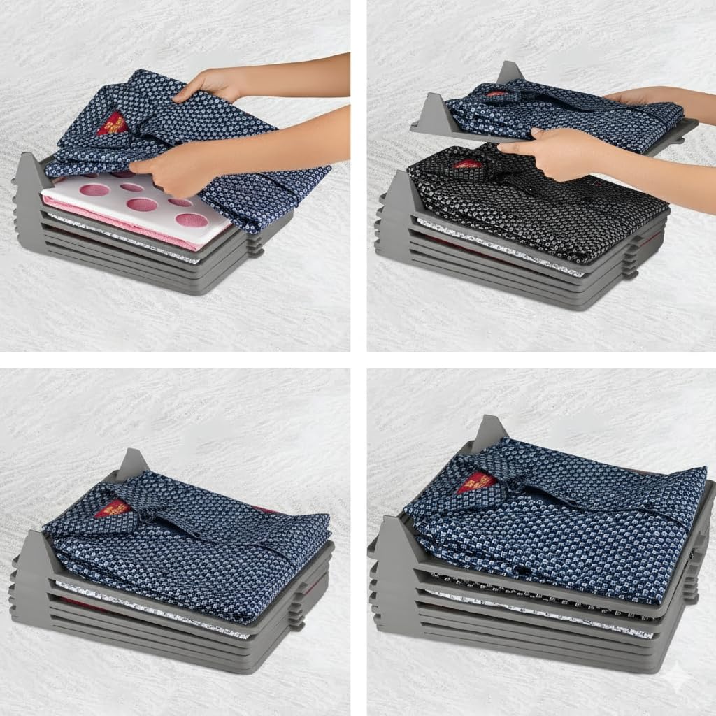 Foldable Shirt & Clothes Organizer Tray for Wardrobe – Grey (Pack of 5 / 10 / 20 / 30)