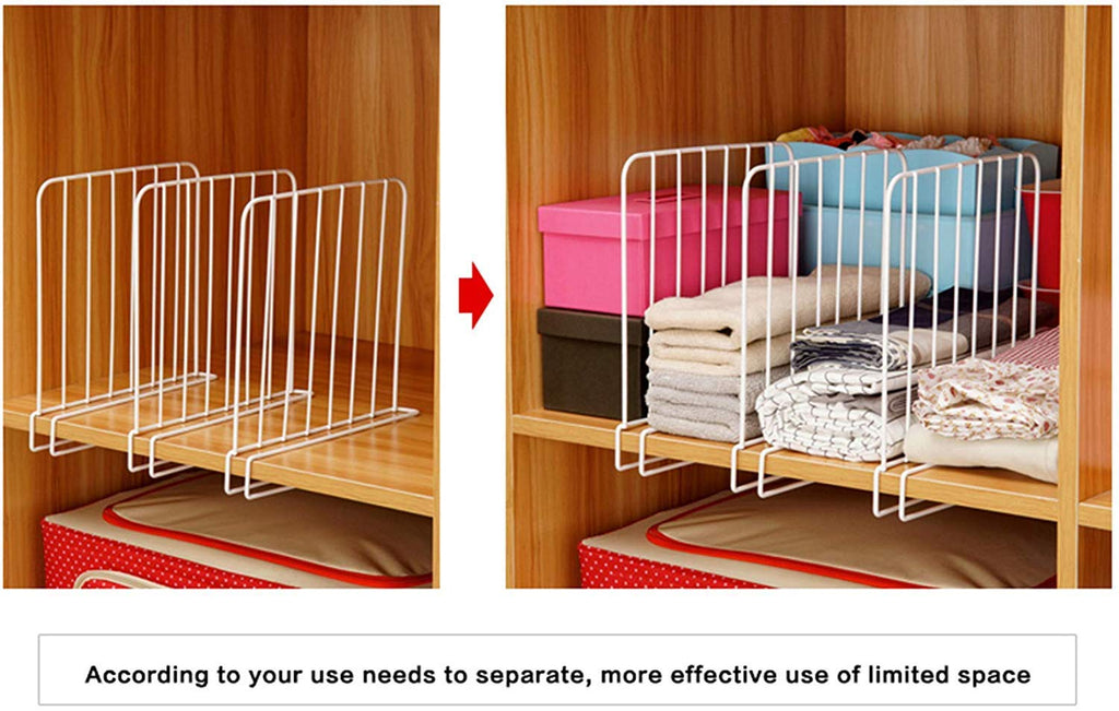 Shelf Divider for Wardrobe & Closet – Heavy Duty Iron (White | Pack of 2, 3 & 5)
