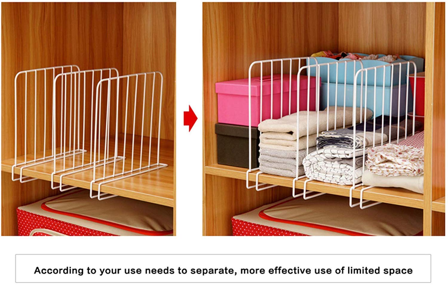 Shelf Divider for Wardrobe & Closet – Heavy Duty Iron (White | Pack of 2, 3 & 5)