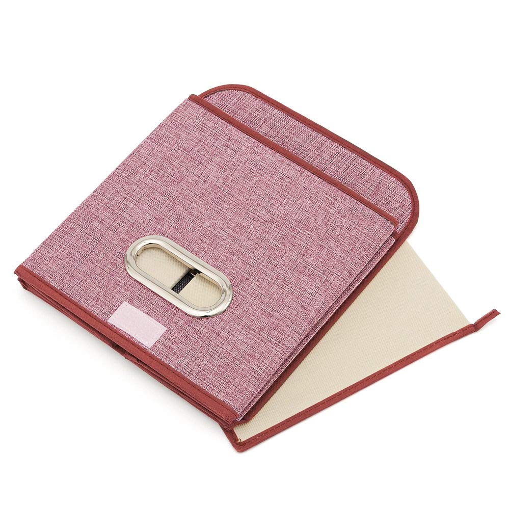 Foldable Storage Cube Box with Lid | Square Fabric Storage Organizer for Toys, Books, Shoes &amp; Home Essentials (25 × 25 × 25 cm)