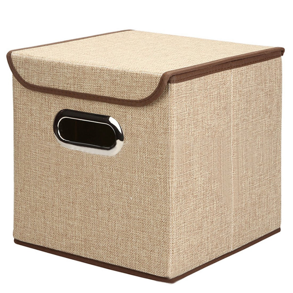 Foldable Storage Cube Box with Lid | Square Fabric Storage Organizer for Toys, Books, Shoes &amp; Home Essentials (25 × 25 × 25 cm)