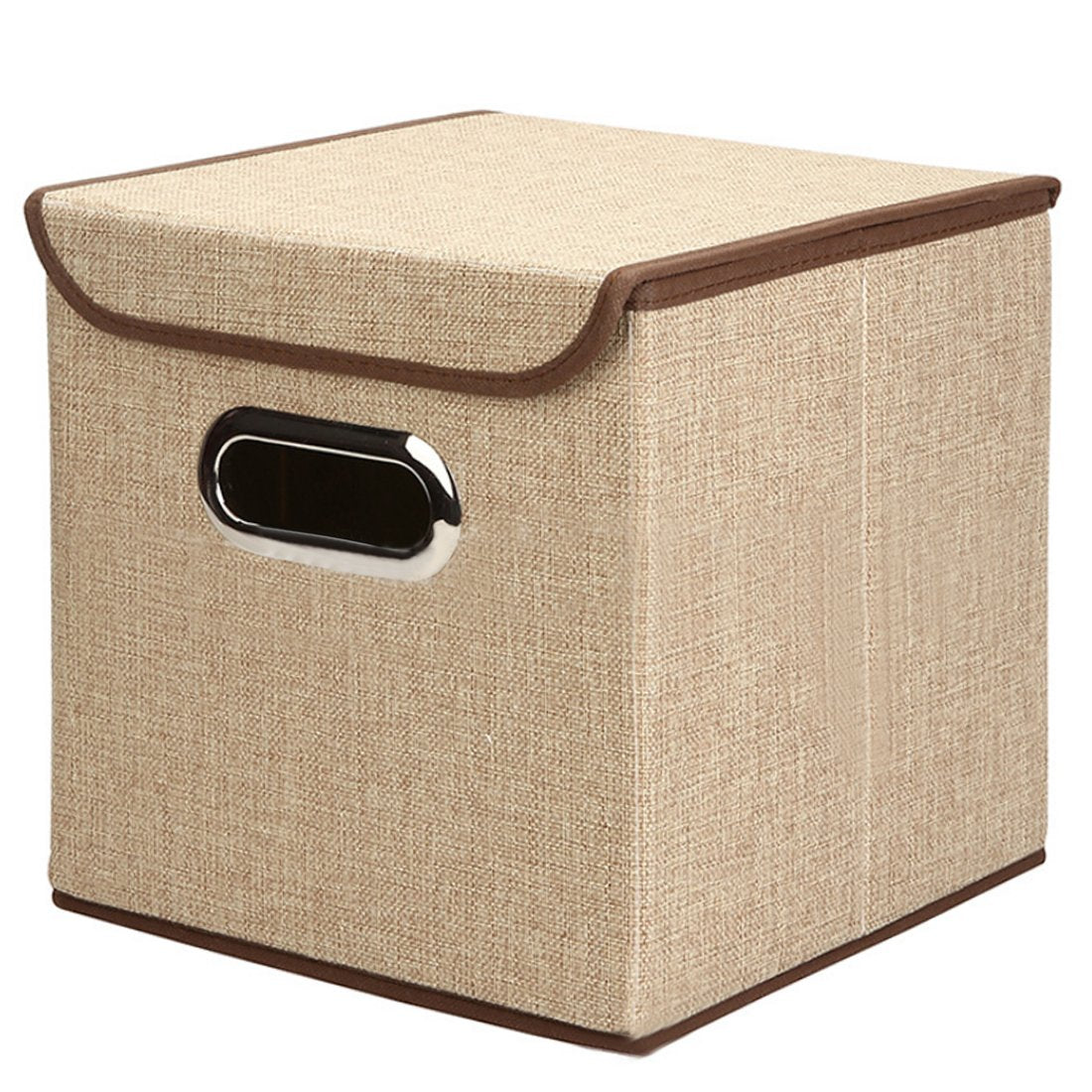 Foldable Storage Cube Box with Lid | Square Fabric Storage Organizer for Toys, Books, Shoes &amp; Home Essentials (25 × 25 × 25 cm)