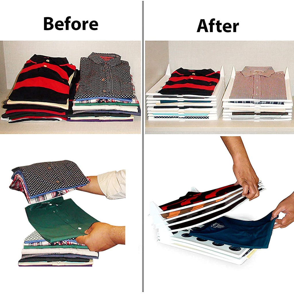 Foldable Shirt & Clothes Organizer Tray for Wardrobe – Grey (Pack of 5 / 10 / 20 / 30)