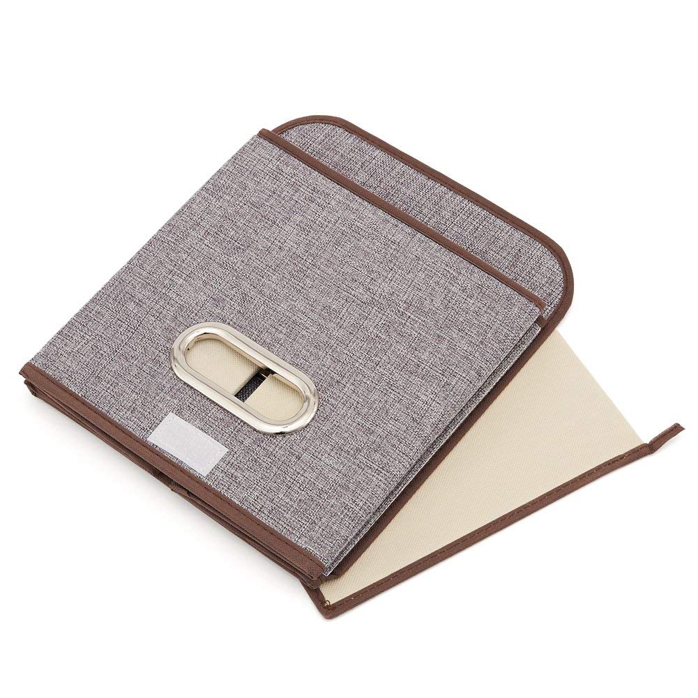 Foldable Storage Cube Box with Lid | Square Fabric Storage Organizer for Toys, Books, Shoes &amp; Home Essentials (25 × 25 × 25 cm)