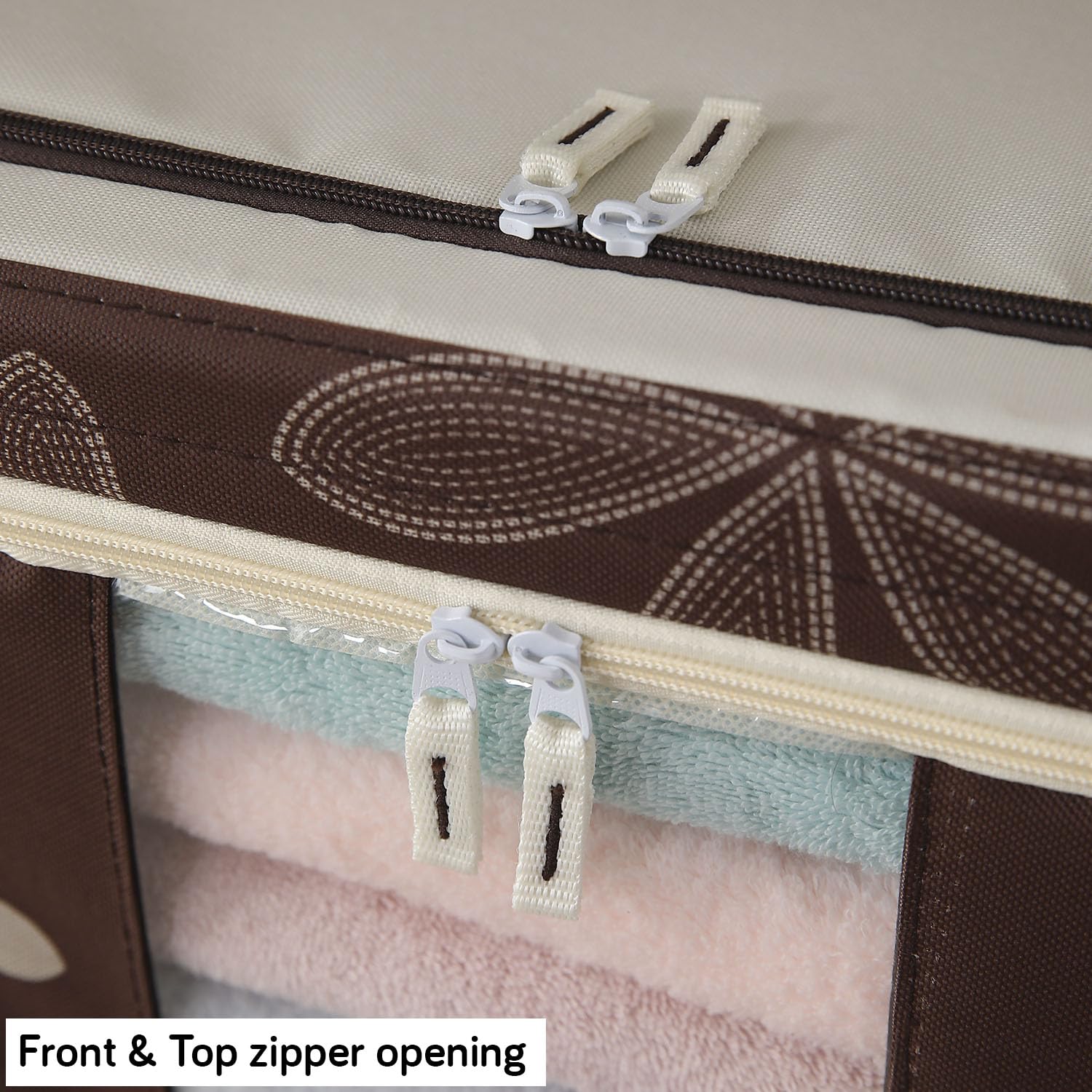 Foldable Living Storage Box for Clothes & Sarees | Oxford Fabric Wardrobe Organizer with Metal Frame & Zipper | 24L / 66L