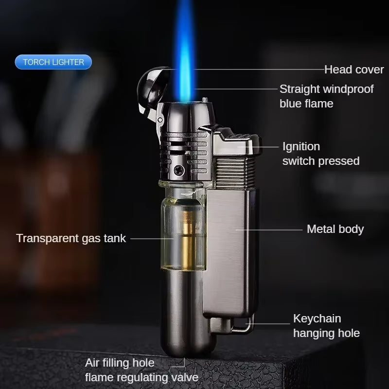 Direct Flame Jet Lighter Butane Gas Windproof Cigarette Lighter Metal Torch Cigar Lighters Smoking Accessories Men Unusual Gift
