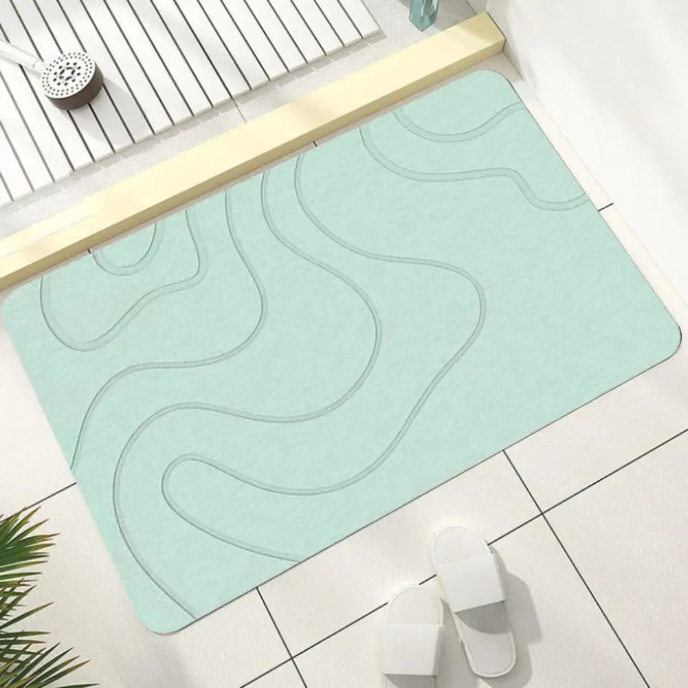 Stone Bath Mat Textured Surface Bath Mat Quick-Drying Diatom Mud Bathroom Floor Mat with Anti-Slip Bottom Kitchen Carpet Decor