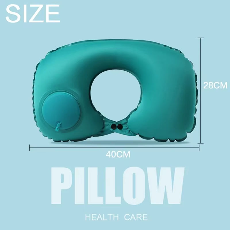 2024 New Inflatable Pillow Travel Portable Neck Protection Pillow Press Inflatable U-Shaped Pillow Travel Storage Neck Pillow