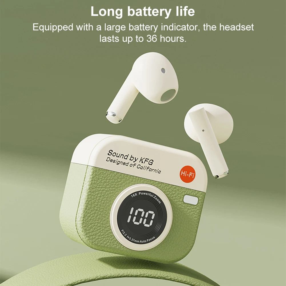 Wireless Earbuds with LED Display Charging Case Earphones BT 5.4 with Mic Headphones for Laptop Pad Phones Sports Workout