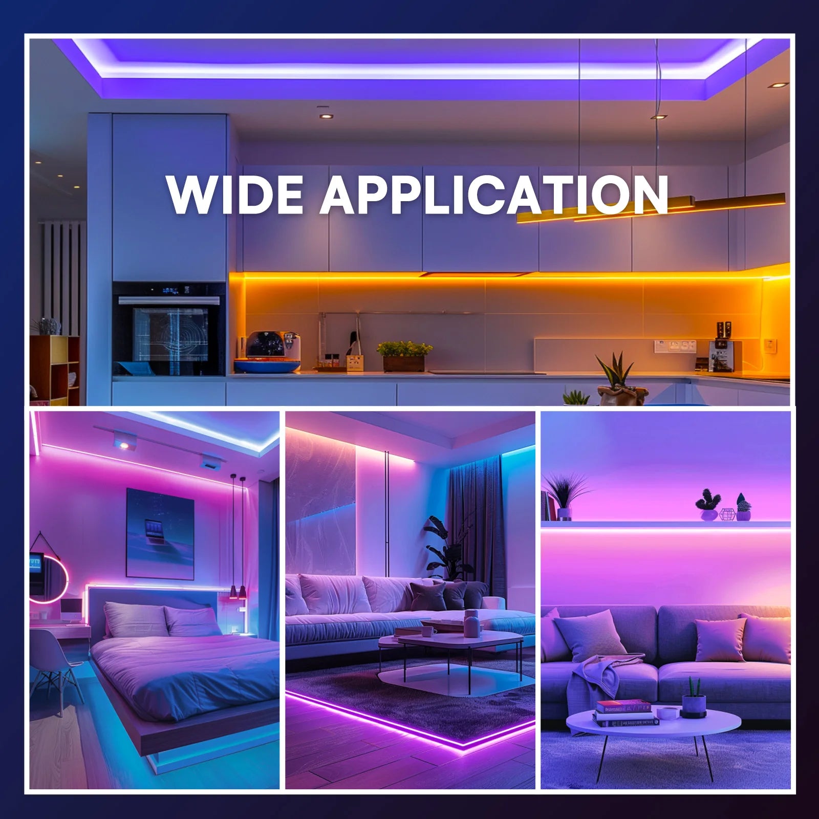 1Pack 200/130/100/50/25Ft Smart Led Light Strip, Support App Control (Mineral Switch, Rgb Discoloration, Follow Music Rhythm), Suitable for Indoor Bedroom, Living Room, Party, Christmas, Ceiling Decoration