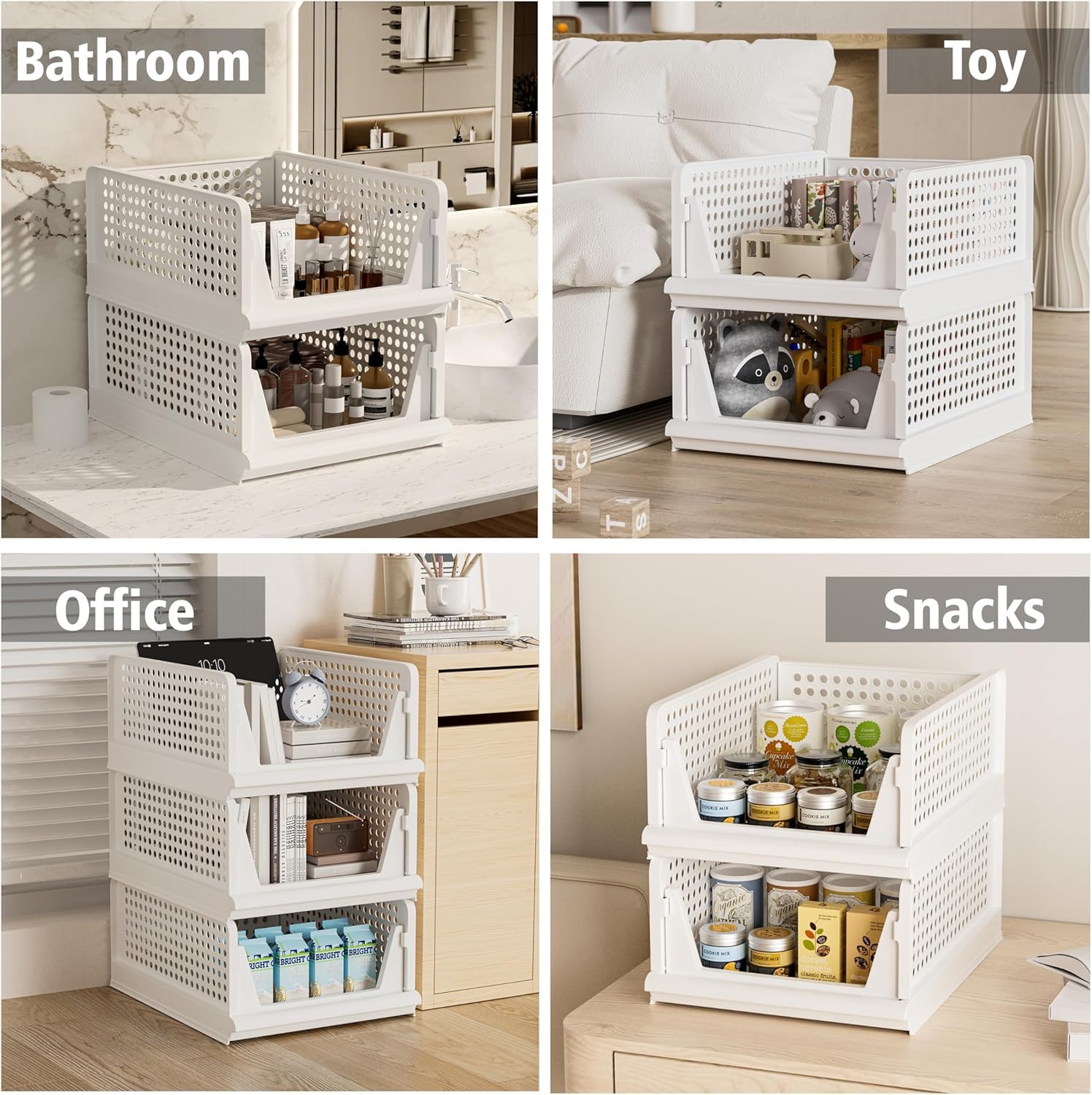 Foldable Wardrobe Closet Organizer Tray – Stackable Storage System (White) - Available in Sets: 2 | 4 | 8 | 10
