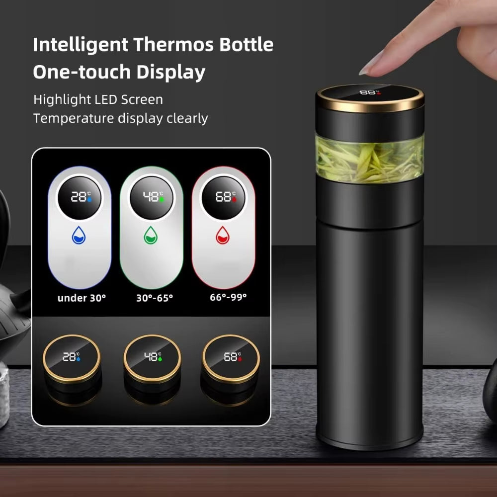 Teapot 316 Intelligent Temperature Measurement Insulated Cup LED Temperature Display Travel Tea Cup Stainless Steel Filter
