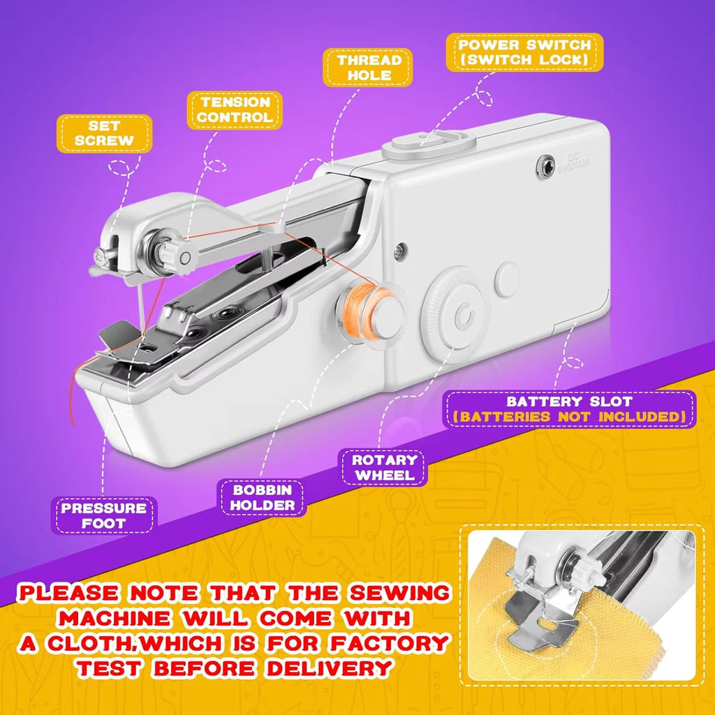 Portable Mini Electric Sewing Machine Handheld Sewing Machine with Bobbin for Needlework Handwork Home Travel Sewing Accessories