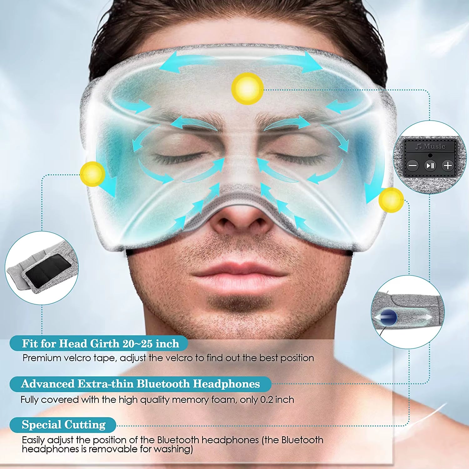 5.2 Bluetooth Headset Sleep Mask 24 White Noise Shading Light Ice Feeling Ultra-Thin Lining Sleep Mask Noise Reduction