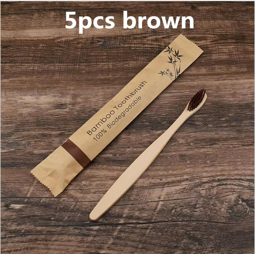 New Style Eco Friendly Toothbrush Bamboo Resuable Toothbrushes Portable Adult Wooden Soft Tooth Brush for Home Travel Hotel Use