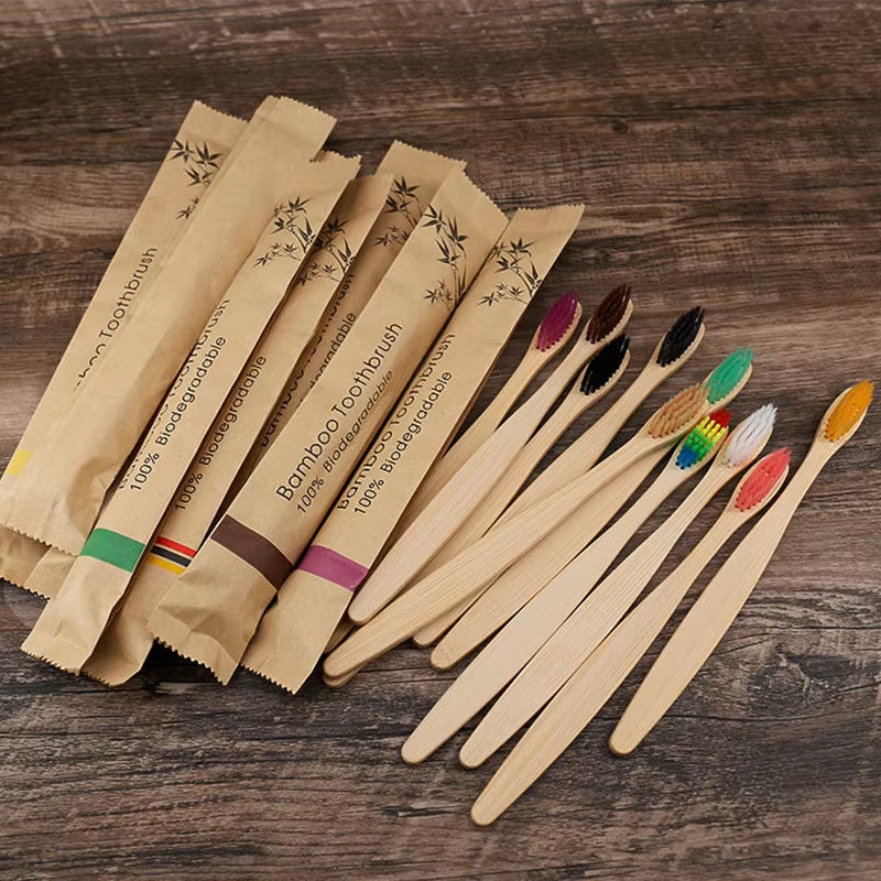 New Style Eco Friendly Toothbrush Bamboo Resuable Toothbrushes Portable Adult Wooden Soft Tooth Brush for Home Travel Hotel Use