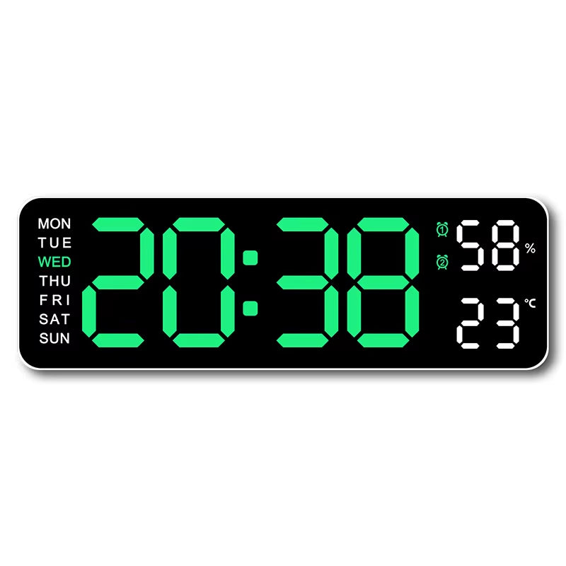 12 Inch Smart Mute LED Electronic Night Alarm Wall Clock Modern Desk Clock Minimalist Thermometer Calendar Time Cube Home Decor