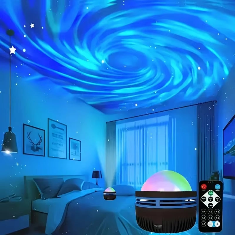 Aurora Starry Sky Projector with Remote LED Star Projector, Galaxy Star Projector with 7 Lighting Effects, Festival Party