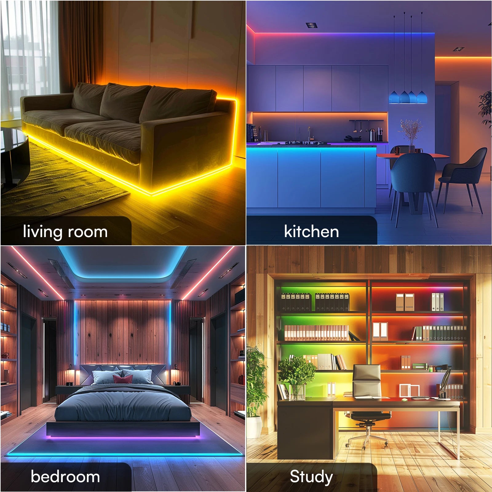 1Pack 200/130/100/50/25Ft Smart Led Light Strip, Support App Control (Mineral Switch, Rgb Discoloration, Follow Music Rhythm), Suitable for Indoor Bedroom, Living Room, Party, Christmas, Ceiling Decoration