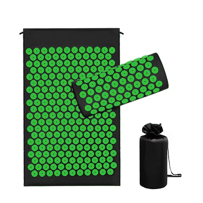 Back and Neck Pain Relief Acupressure Mat and Pillow Set Muscle Relaxation Point Massage Yoga Mat