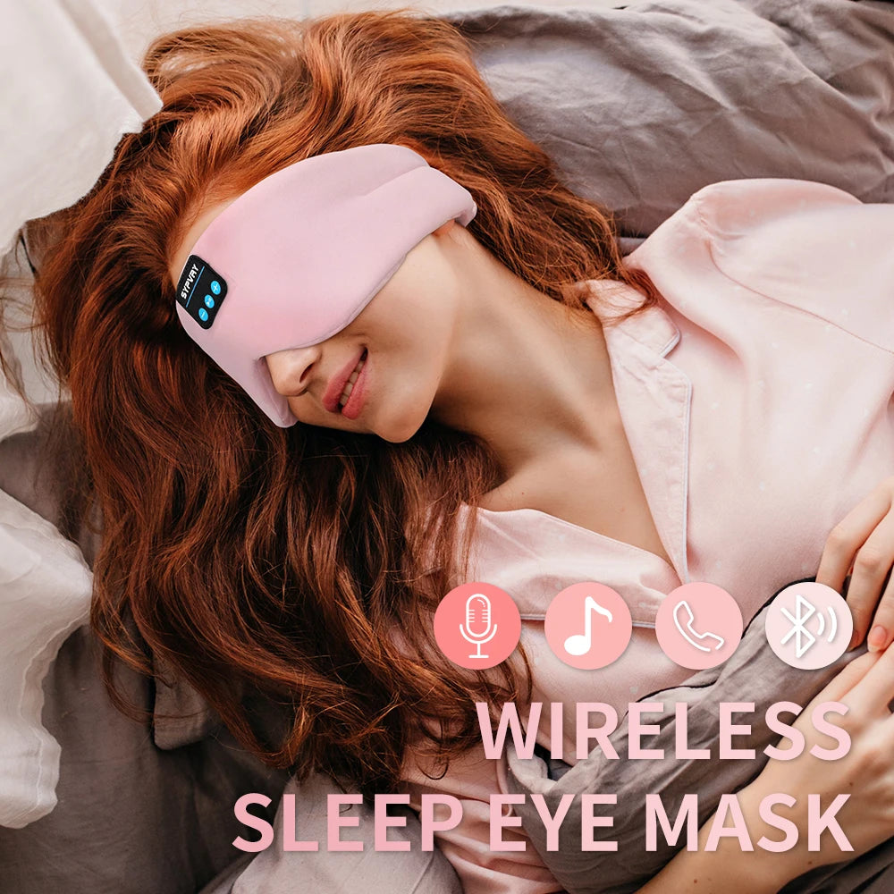Sleeping Headphones Silk Sleep Mask Bluetooth Blindfold Music Eye Mask Built in Speaker Sleep Travel Accessory