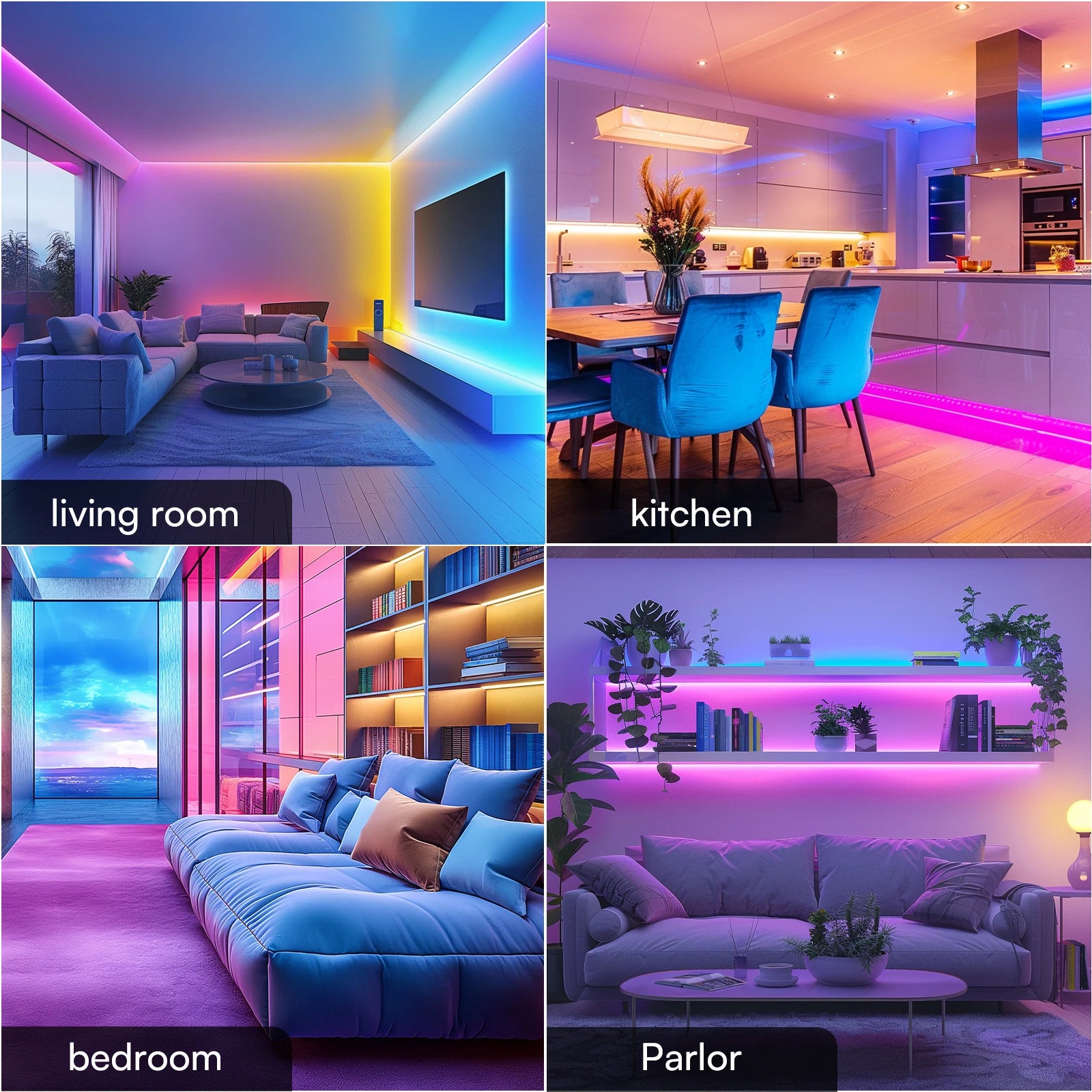 1Pack 200/130/100/50/25Ft Smart Led Light Strip, Support App Control (Mineral Switch, Rgb Discoloration, Follow Music Rhythm), Suitable for Indoor Bedroom, Living Room, Party, Christmas, Ceiling Decoration