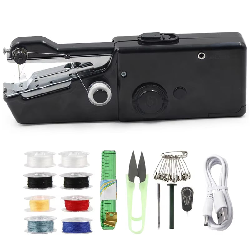 Portable Mini Electric Sewing Machine Handheld Sewing Machine with Bobbin for Needlework Handwork Home Travel Sewing Accessories