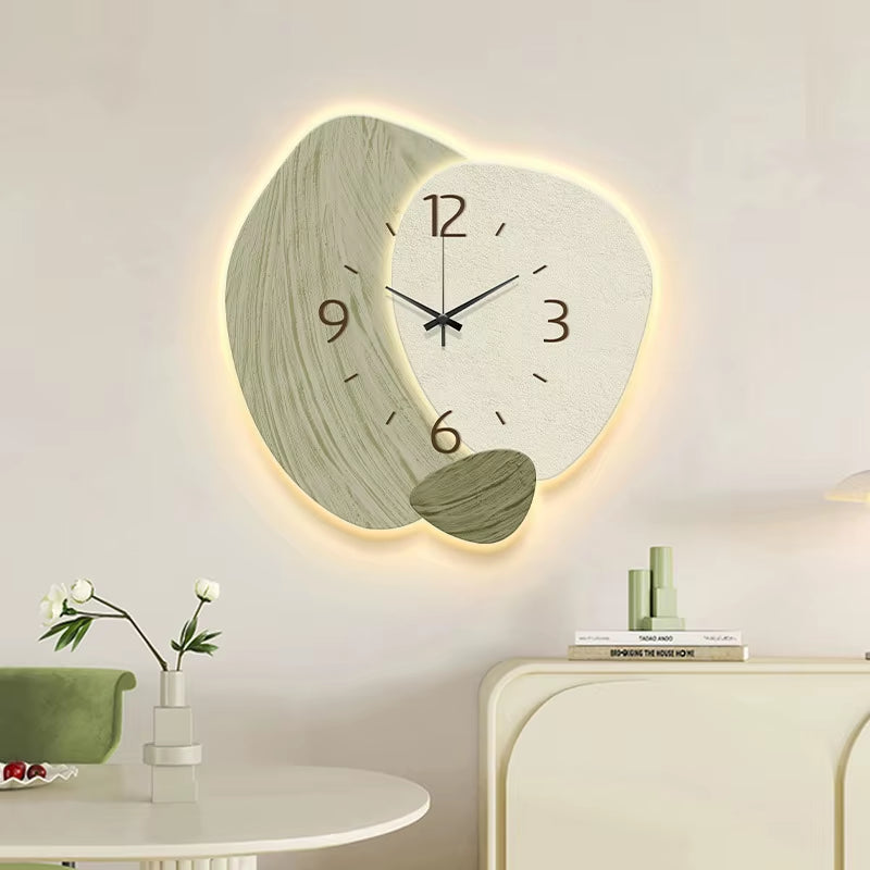 Fashion LED Light Wall Clock Luminous Clock Living Room Decorative Wall Clock Stylish Silent Hole-Free Wall Clock Quartz Clock